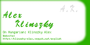 alex klinszky business card